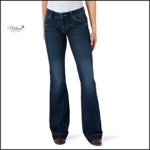 Mid-Rise Wide Leg Trouser Jeans, Cotton Stretch, Five Pockets, Comfort Fit